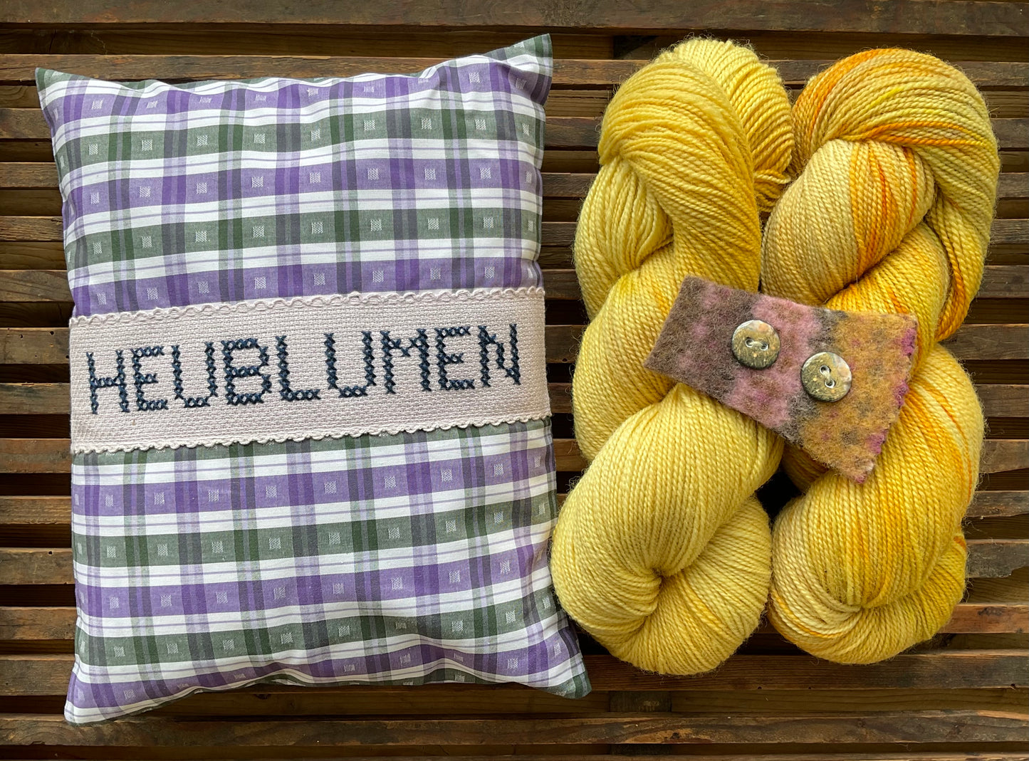 Heublumen Set  " Heublume " Corriedale Wolle Naturfärbung
