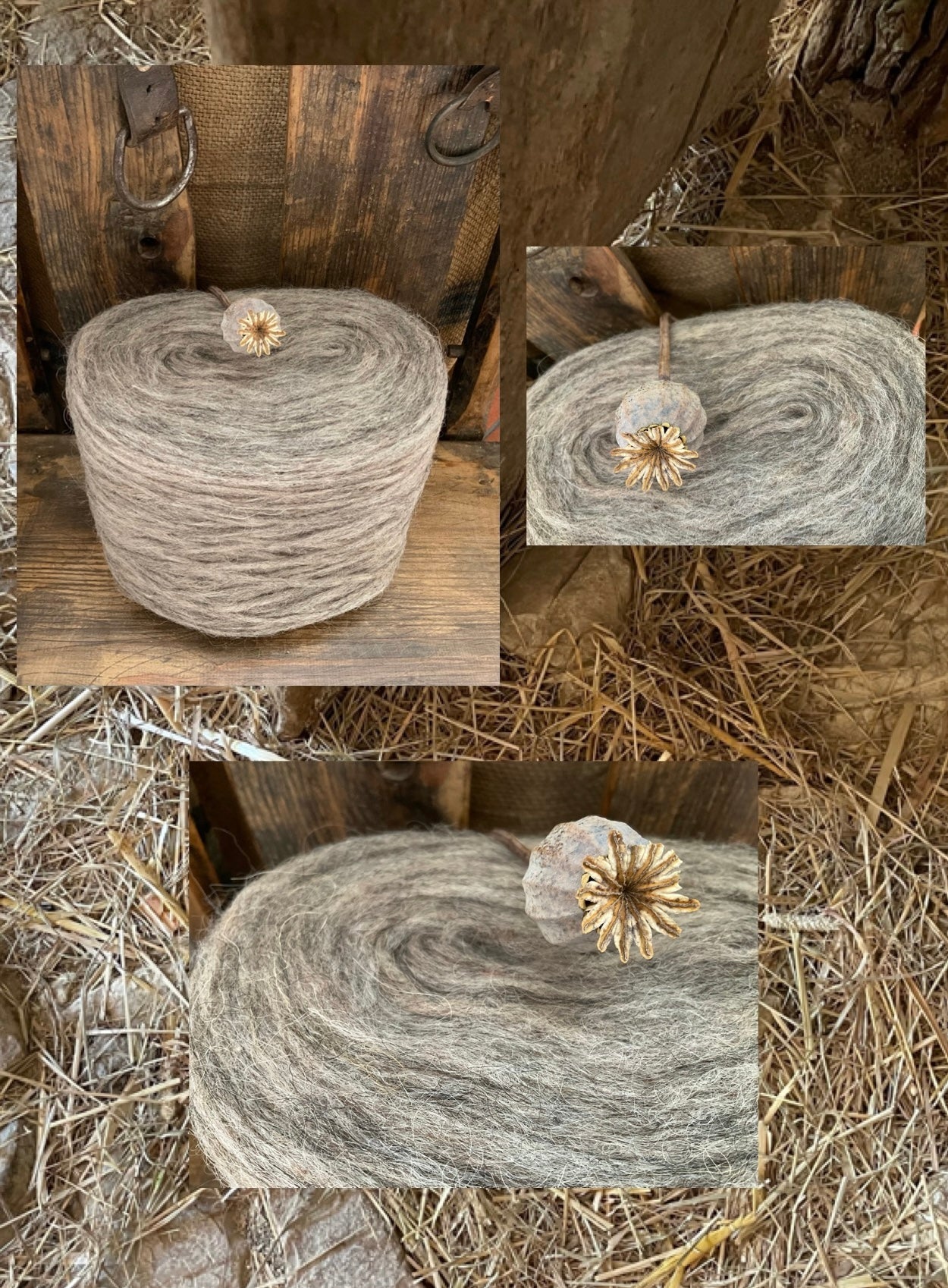 100g Preyarn unspun yarn "old barn" Farbe: alter Stallboden Wolle von alten Landschafrassen