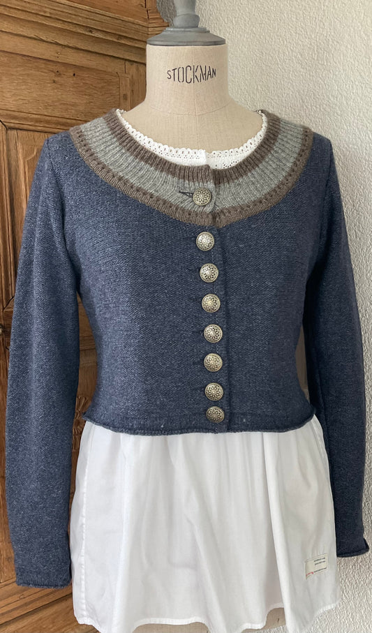 Strickjacke "Am Berg" Yak Wolle & Merinowolle Enzian