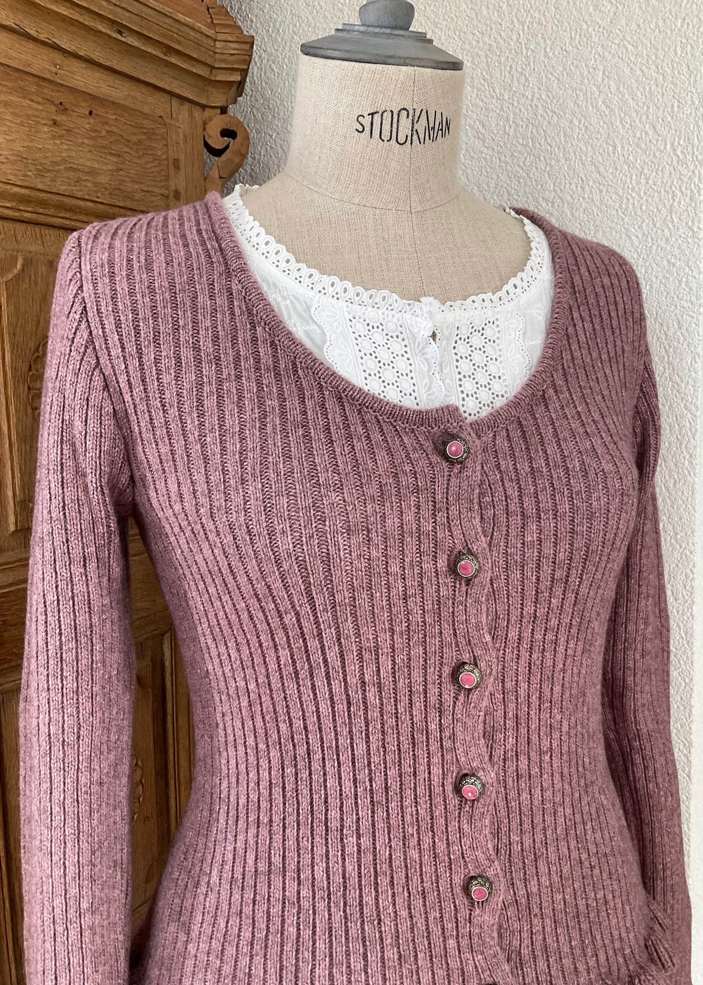 Strickjacke "Alpenrose" Yak Wolle & Merinowolle