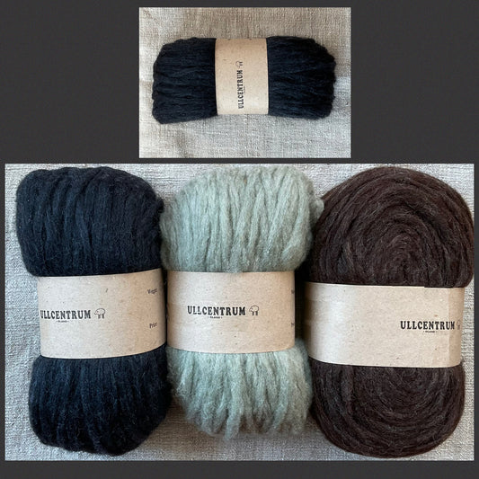 Ullcentrum Öland Preyarn unspun yarn schwedische Schafwolle " Storm Blue Tweed"